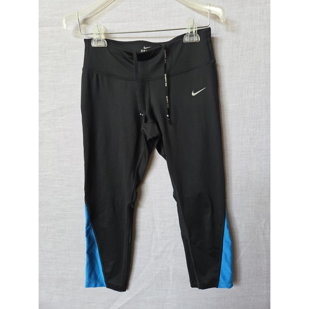 Nike Running Lycra Pants Size Small Womens Black Blue Dri-Fit Nike Yoga Workout